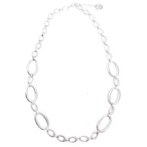 TRIFARI DESIGNER SIGNED SILVER TONED WIDE LINK NECKLACE